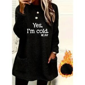 NWT Gorgeous XXL Yes, I'm cold ME 24:7 Grey/Black Sherpa Teddy Pullover Sweatshi